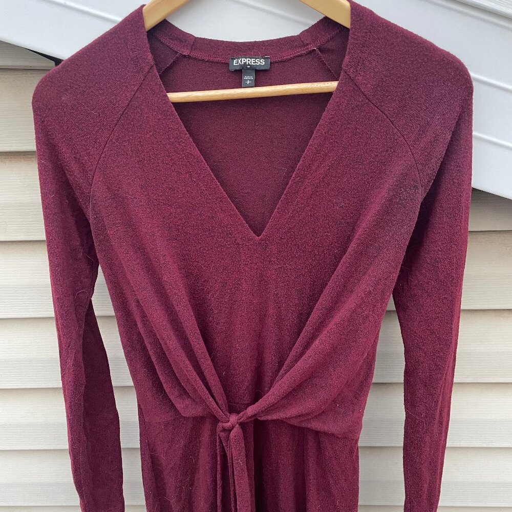 Women's Size Small Express front tie wine colored dress - very flattering!